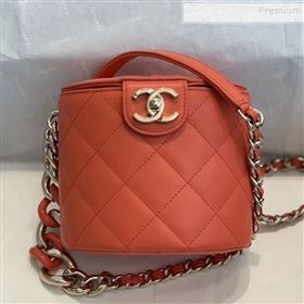 Chanel Quilted Lambskin Chain Round Vanity Case AS1355 Orange 2019 (SMJD-9121704)