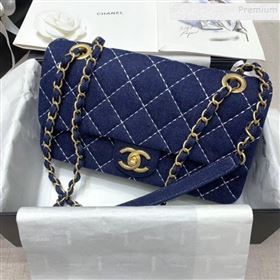 Chanel Quilted Denim Medium Flap Bag AS1328 Blue 2020 (JIY-9121707)