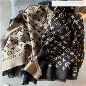 Louis Vuitton Monogram Duo Wool Silk Scarf 70x200cm Black/Light Grey (WNS-9121834)