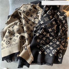 Louis Vuitton Monogram Duo Wool Silk Scarf 70x200cm Black/Light Grey  (WNS-9121834)