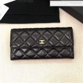 Chanel Classic Quilted Lambskin Flap Wallet A50096 Black/Gold (YD-9121902)