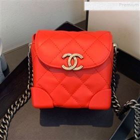 Chanel Quilted Leather Box Clutch with Chain Red 2019 (FM-9121915)