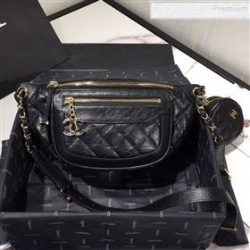 Chanel Quilted Aged Calfskin Waist Bag/Belt Bag and Coin Purse AS1077 Black 2019 (FM-9121919)