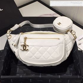 Chanel Quilted Aged Calfskin Waist Bag/Belt Bag and Coin Purse AS1077 White 2019 (FM-9121918)