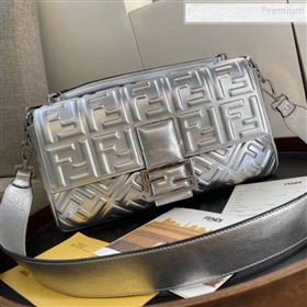 Fendi Baguette Silver Leather Large Bag 2019 (AFEI-9121929)