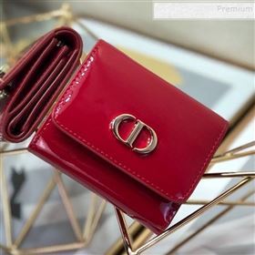 Dior Medium 30 Montaigne Lotus Patent Leather Wallet Red 2019 (XXG-9121752)