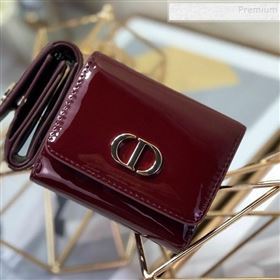 Dior Medium 30 Montaigne Lotus Patent Leather Wallet Burgundy 2019 (XXG-9121754)