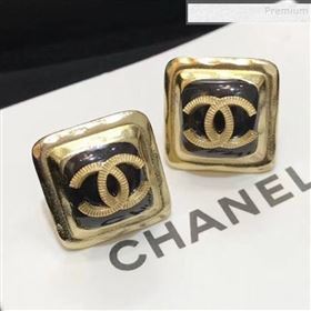 Chanel Square CC Stud Earrings Black 03 2019 (YF-9122049)