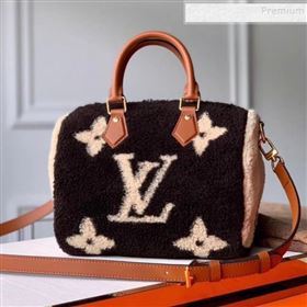 Louis Vuitton LV Teddy Speedy 25 Monogram Wool Top Handle Bag M55422 Brown/White 2019 (KI-9110511)