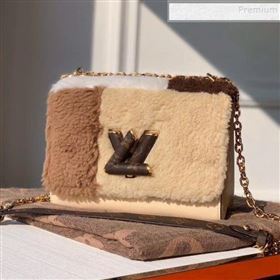 Louis Vuitton LV Teddy Twist MM Monogram Wool Shoulder Bag M55450 Beige 2019 (KI-9122104)