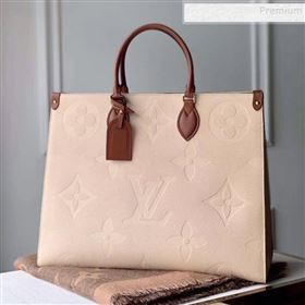 Louis Vuitton Onthego Monogram Embossed Leather Tote M44921 Light Nude 2019 (KI-9122113)