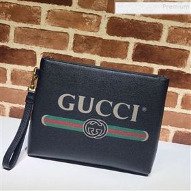 Gucci GG Web Leather Pouch 572770 Black 2019 (DLH-9122116)