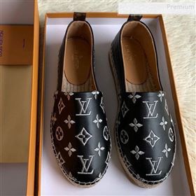 Louis Vuitton Monogram Silver Embroidered Flat Espadrilles Black 2019 (For Women and Men) (HB-9122012)