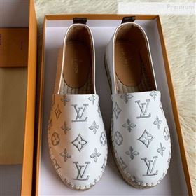 Louis Vuitton Monogram Silver Embroidered Flat Espadrilles White 2019 (For Women and Men) (HB-9122013)