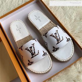 Louis Vuitton Monogram Animal Print Flat Espadrilles Slide Sandals White 2019 (For Women and Men) (HB-9122002)