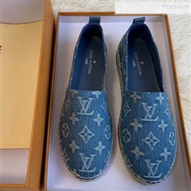 Louis Vuitton Starboard Monogram Demin Flat Espadrilles Light Blue 2019 (HB-9122016)