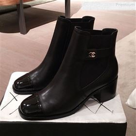 Chanel Lambskin and Patent Leather Short Boots Black 2019 (KL-9122018)