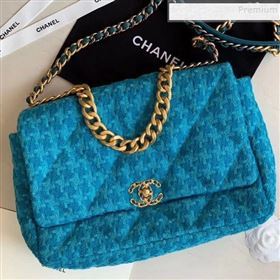 Chanel 19 Tweed Large Flap Bag AS1161 Blue 2019 (XING-9121718)