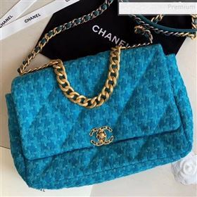 Chanel 19 Tweed Maxi Flap Bag AS1162 Blue 2019 (XING-9121719)
