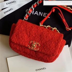 Chanel 19 Tweed Flap Waist Bag/Belt Bag AS1163 Red 2019 (XING-9121726)