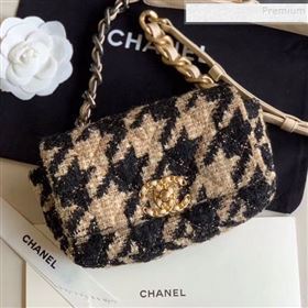 Chanel 19 Houndstooth Tweed Flap Waist Bag/Belt Bag AS1163 Beige/Black 2019 (XING-9121728)