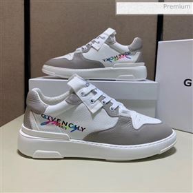 Givenchy Grainy Calfskin Embroidered Logo Sneaker White/Grey 2020(For Women and Men) (SH-20031604)