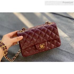 Chanel Quilted Lambskin Classic Small Flap Bag Burgundy With Gold Hardware(Top Quality) (MH-20031620)