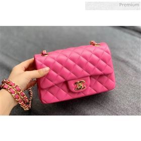 Chanel Quilted Lambskin Classic Small Flap Bag Rosy With Gold Hardware(Top Quality) (MH-20031622)