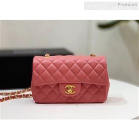 Chanel Quilted Lambskin Classic Small Flap Bag Rouge With Gold Hardware(Top Quality) (MH-20031623)