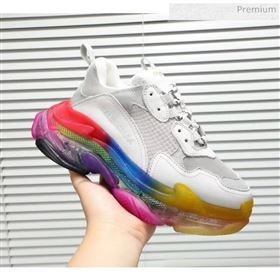 Balenciaga Triple S Rainbow Outsole Sneakers White/Grey 2019 (HZ-00317115)