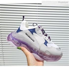 Balenciaga Triple S Clear Outsole Sneakers White/Purple/Blue 2019 (HZ-0031707)