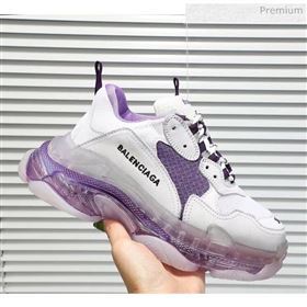 Balenciaga Triple S Clear Outsole Sneakers White/Purple 2019 (HZ-0031704)