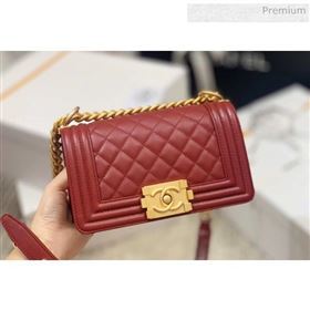 Chanel Quilted Origial Haas Caviar Leather Small Boy Flap Bag Burgundy with Matte Gold Hardware(Top Quality) (MH-0031736)