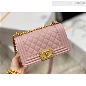 Chanel Quilted Origial Haas Caviar Leather Small Boy Flap Bag Pink with Matte Gold Hardware(Top Quality) (MH-0031738)