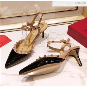 Valentino Rockstud Patent Leather Slingback Pump With 6.5cm Heel Black 2020 (XL-20031801)