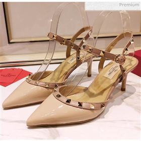 Valentino Rockstud Patent Leather Slingback Pump With 6.5cm Heel Nude 2020 (XL-20031802)