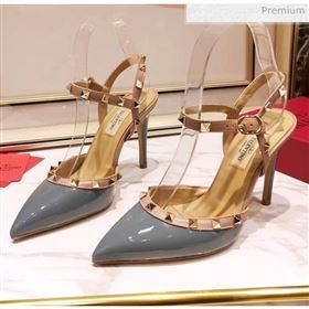 Valentino Rockstud Patent Leather Slingback Pump With 9.5cm Heel Grey 2020 (XL-20031804)