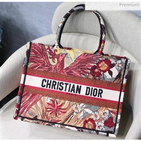 Dior Small Book Tote Bag in Red Phoenix Embroidered Canvas 2020 (XXG-20031929)