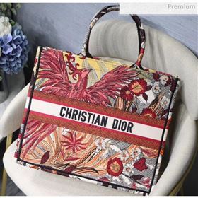 Dior Large Book Tote Bag in Red Phoenix Embroidered Canvas 2020 (XXG-20031928)