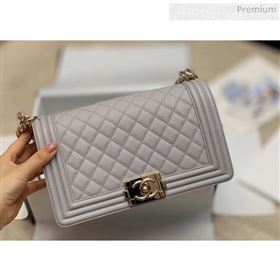 Chanel Quilted Origial Haas Big Caviar Leather Medium Boy Flap Bag Grey with Gold Hardware(Top Quality) (MH-0031723)