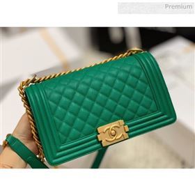 Chanel Quilted Origial Haas Caviar Leather Medium Boy Flap Bag Green with Matte Gold Hardware(Top Quality) (MH-0031745)