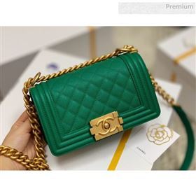 Chanel Quilted Origial Haas Caviar Leather Small Boy Flap Bag Green with Matte Gold Hardware(Top Quality) (MH-0031744)