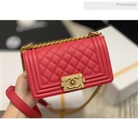 Chanel Quilted Origial Haas Caviar Leather Small Boy Flap Bag Peach with Matte Gold Hardware(Top Quality) (MH-0031746)