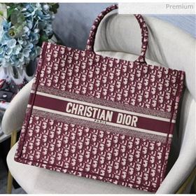 Dior Small Book Tote Embroidered Dior Oblique Canvas Burgundy 2019 (XXG-20031923)