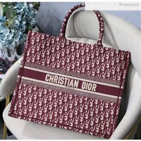 Dior Large Book Tote Embroidered Dior Oblique Canvas Burgundy 2019 (XXG-20031921)