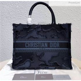 Dior Small Book Tote Camouflage Embroidered Canvas Bag Blue 2019 (XXG-20031926)