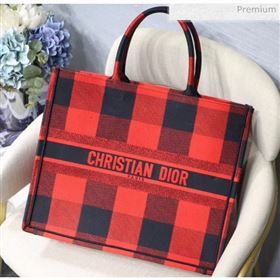 Dior Large Book Tote in Checked Canvas Red 2019 (XXG-20031925)