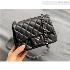Chanel Quilted Lambskin Classic Mini Flap Bag Black With Silver Hardware(Top Quality) (MH-20031625)