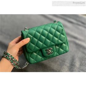 Chanel Quilted Lambskin Classic Mini Flap Bag Green With Silver Hardware(Top Quality) (MH-20031627)
