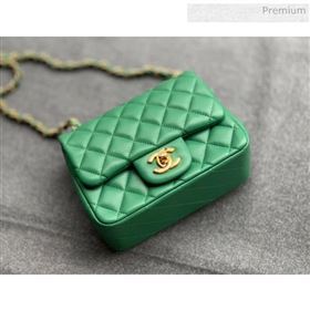 Chanel Quilted Lambskin Classic Mini Flap Bag Green With Gold Hardware(Top Quality) (MH-20031628)